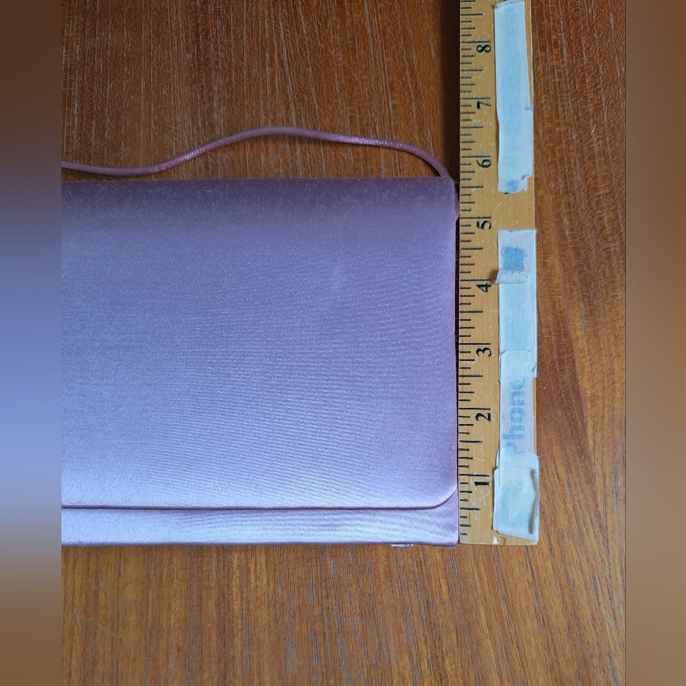 Vtg Pink Satin Box Clutch Evening Structured Mauve Minimalist Prom HOCO Formal - Picture 9 of 13
